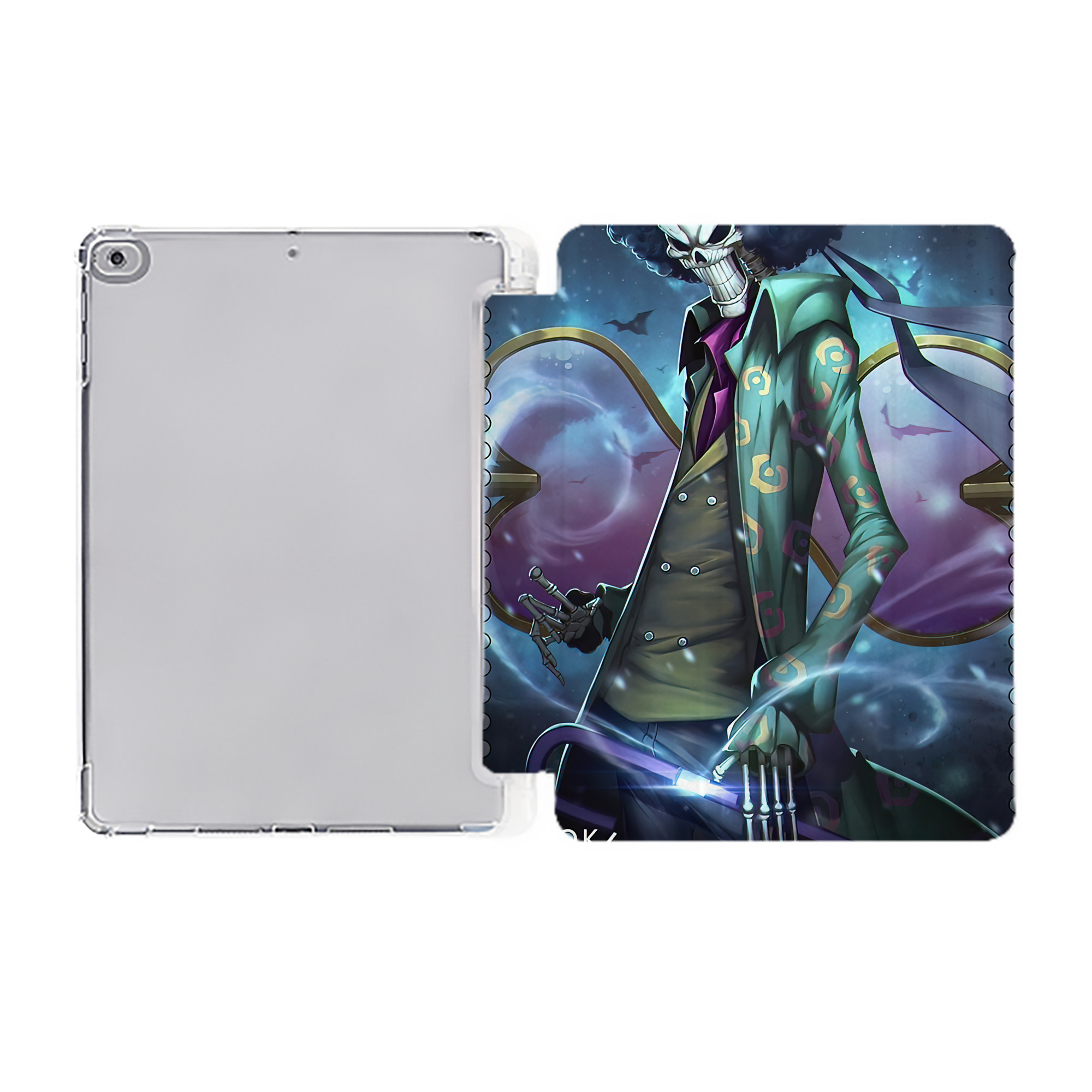 （画像用） ワンピース ONE PIECE IPad ケース ペン収納付き 三つ折りスタンド PUレザー×シリコン 対応機種9.5/10.5/10.9インチ